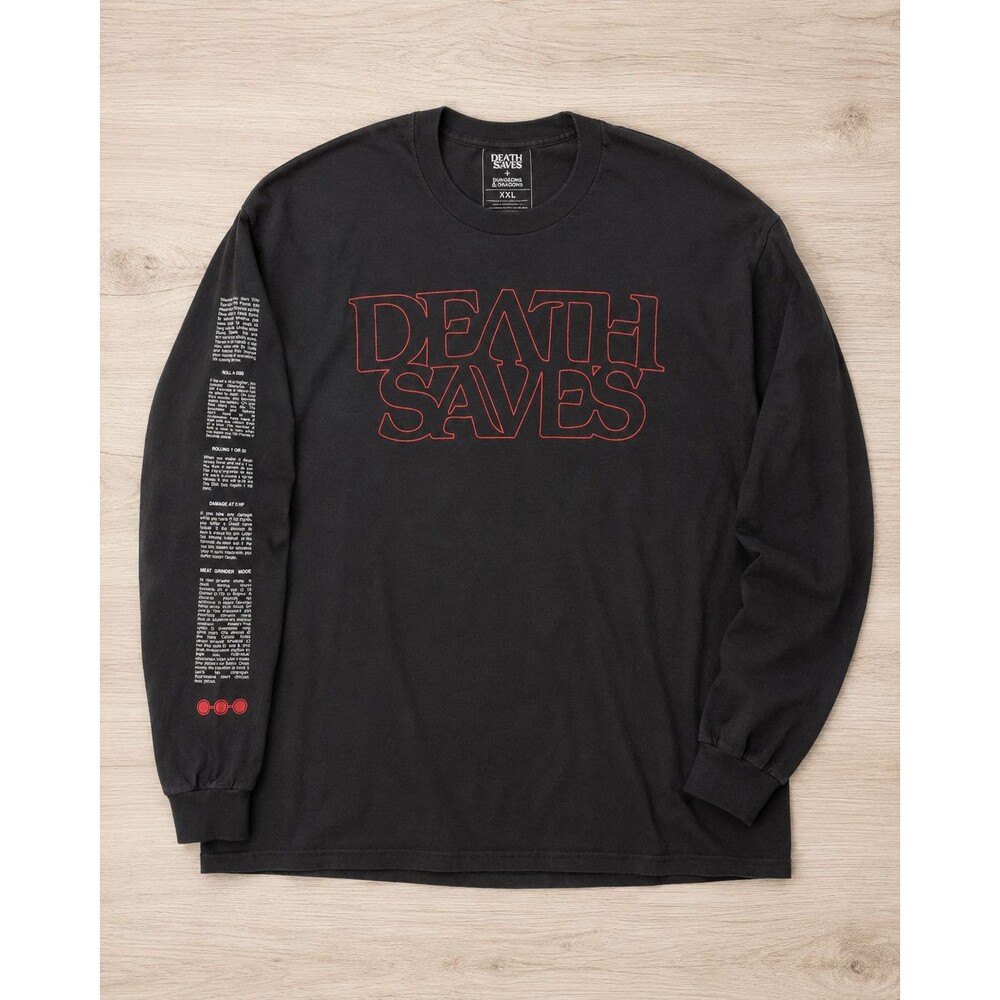 Death Saves Dungeons & Dragons XXL Black Graphic Long Sleeve T Shirt
